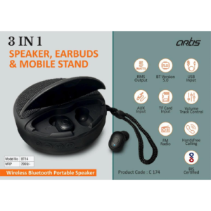 Artis BT14 Speaker with Earbuds & Phone Stand